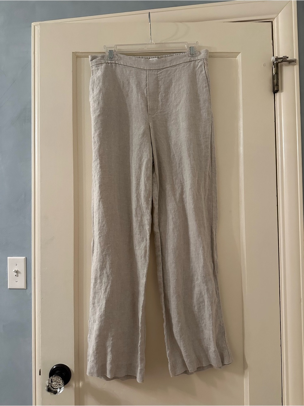 Madewell Women's Tan 100% Linen Wide-Leg Trousers